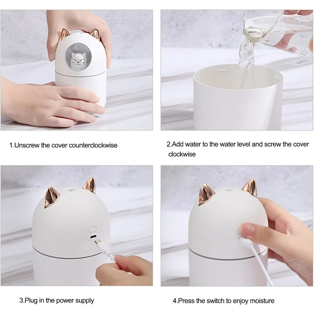 300Ml Cute Cat H2O Room Mist Spray Essential Oil Diffuser Aromatherapy Portable Car Air Diffuser Mini Humidifier