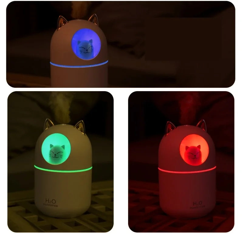 300Ml Cute Cat H2O Room Mist Spray Essential Oil Diffuser Aromatherapy Portable Car Air Diffuser Mini Humidifier