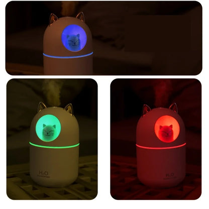 300Ml Cute Cat H2O Room Mist Spray Essential Oil Diffuser Aromatherapy Portable Car Air Diffuser Mini Humidifier